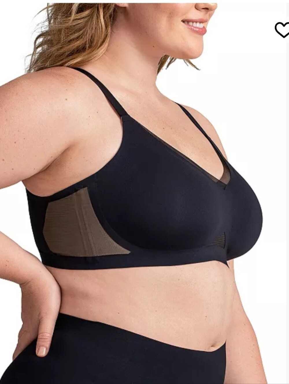 Honeylove Crossover Wireless Bra Black Sheer Padded Adjustable Sz 36 D/DD (E) - Picture 2 of 8